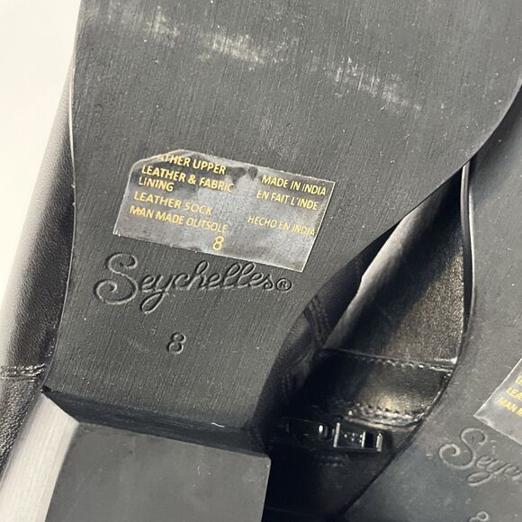 Seychelles Black Leather Booties Size 8 Heel Zippered Los Angeles - Picture 6 of 11